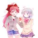 kyoko sharing an apple with sayaka