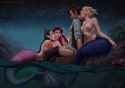 four mermaids with a man