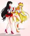 Sailor Mars and Venus hanging wedgie cel shaded
