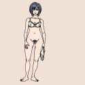 Haruko Kashiwagi In Her Bra Holding Her Underwear (Print - Transparent)