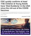 Safe &amp; Effective - 2022-11-30 CDC quietly confirms at least 118k Children &amp; Young Adults have &#039;Died Suddenly&#039; in the USA since the roll-out of the COVID-19 Vaccines