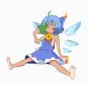 103135 - 1girl animated artist zeniselv blue_hair circno fan fire solo tan touhou