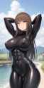 shiho black bodysuit abs