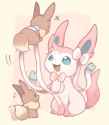 sylveon lifting up eevee with feelers