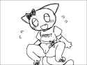 169921 - 4chan animal_ears animal_tail anthro artist_pee blush bottomless cat cat_ears cat_tail catgirl fangs moot navel open_mouth paws pussy ribbon spread_legs sweatdrop tail