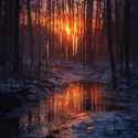 sunset-forest-reflection-stockcake