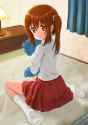 ebina hugging a pillow