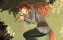 Konachan.com - 82847 animal_ears ayakura_juu brown_hair horo long_hair ookami_to_koushinryou sleeping tail wolfgirl