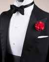 Bow-tie-and-Cummerbund-in-Black-Silk-Satin-with-Red-Carnation-Boutonniere-768x960