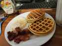 waffles egg and bacon