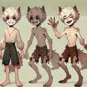 DALL·E 2024-12-18 22.18.32 - A 9-year-old werewolf boy depicted in a stylized, semi-anime style, with a focus on soft but expressive details. He has white fluffy hair, wolf ears, 