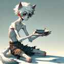 DALL·E 2024-12-18 22.11.58 - A 9-year-old werewolf boy depicted in a stylized, semi-anime style, with a focus on soft but expressive details. He has white fluffy hair, wolf ears, 