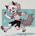 DALL·E 2024-12-18 22.16.15 - A 9-year-old werewolf boy designed in an anime-inspired style with soft shading and vibrant colors, similar to the webcomic LUMINE. The boy has white 