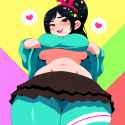 {{{{pixel art}}}}}, 1girl, {{{vanellope von schweetz, disney}}}, black pleated m s-338598105