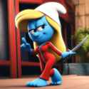 _1female, smurfette (the smurfs), , {{{amazing quality}}} , blonde hair, blue s-3694163429