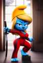 _1female, smurfette (the smurfs), , {{{amazing quality}}} , blonde hair, blue s-3402999321