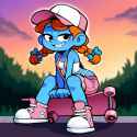 _1female, sassette (the smurfs), , {{{amazing quality}}} , orange hair, double s-1067524404