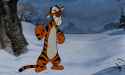Sad Tigger walking away in the snow