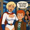 20250606_1923_Power Girl&#039;s Comic Arrival_simple_compose_01jx3w9zh5f70as16xm9vhve59