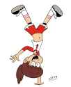 3324 - 2015 artist_scobionicle99 character_lynn_loud hand_gesture handstand looking_at_viewer midriff open_mouth smiling solo waving