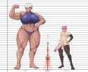 brown muscular tomboy Rinn giantess and giant femboy Renn size comparison - gbgtm - compressed