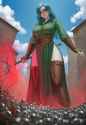 sciamano240, 1girl, a giant woman is looming over an army of tiny warriors, medi s-3972622475