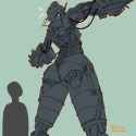 Match with double sided thin halberd staff with actuators for most effective fighting jaeger combination likely