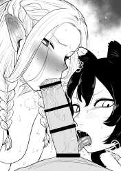 elf+catgirl blowjob