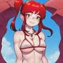 Alexstraza_hiqh_quality_small_waist_big_boobs_cleavage_freckles_freckles_on_chest_medium_hair_red_hair_pigtails_white_bikini_smile_necklace_moun[2]two