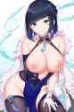 yande.re 980946 asian_clothes breasts fishnets genshin_impact nipples no_bra nopan shaggy_susu thighhighs yelan