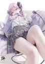 JPG VERSION yande.re 1035087 breasts horns iijima_masashi nipples no_bra open_shirt seifuku sweater tail