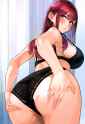 toriniku29, ooshima_ryou, 1girl, ass, ass grab, black panties, black bra, blush s-291230812