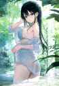 yande.re 1231721 ass bikini_top bottomless dress_shirt fuumi natsuizaka_nao open_shirt see_through swimsuits wet wet_clothes