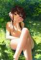 1girl, megumin, nude, reclining, on back,convenient censoring, thighs, ass, cros s-1429179386