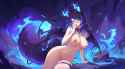 yande.re 1179746 animal_ears garter horns indie_virtual_youtuber mitsu_(mitsu_art) naked nipples pussy sinder_(vtuber) tail uncensored wings