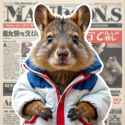 FLUX-00246-collage photo montage, Australian brown fur fat cheeks small adorable quokka wearing white jacket with blue and red accents, tabloid magazine background.PNG