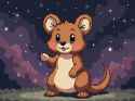 FLUX-00258-1985 vhs anime screengrab, pixel art style pixels pixel art Australian brown fur fat cheeks small adorable quokka waving paw, nebula background.PNG