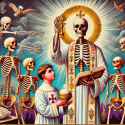 1980s 1st communion but with skeletons