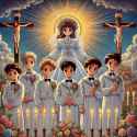 1980s 1st communion but you are in anime