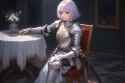 00003-880482014-A young anime-style female knight, sitting gracefully in a dim medieval room, short pale lavender hair, red eyes, ornate silver