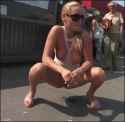 pissing street woman kick old man