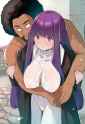 1boy, 1girl, fern (sousou no frieren), muscular male, mature male, afro, dark-sk s-991278238