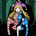 oekaki, hatching (texture), high contrast, 1girl, 1boy, clownpiece, torn clothes s-3714591020