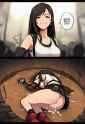 nsfw, 1girl, tifa lockhart, before and after, instant loss, text, english text, s-2140119772