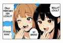 2girls, kimoi girls (meme), meme, iosys parody, laughing, speech bubble, text, e s-343735792