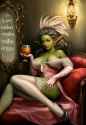 A painterly, portrait-oriented oil painting of a sultry Elven saloon lass with d s-3215417036