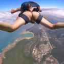 Naked parachute jump