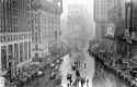 The motorcade of President Franklin Delano Roosevelt moved through Times Square, 1944.