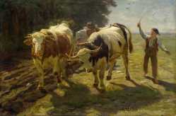 Rudolf Koller (1828-1905, Swiss) - Plowing farmer, 1880