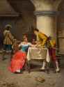 Francesco Peluso (1836-1936) The Courtship - Oil on Canvas